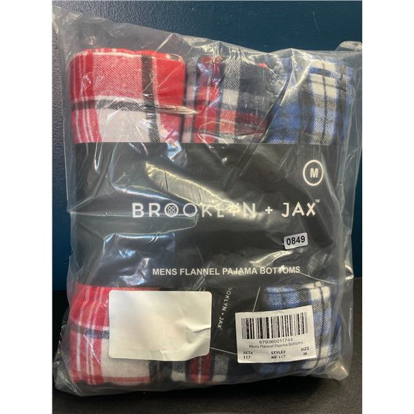 Lot of 1 3-Pack of Brooklyn + Jax Men's Flannel Pajama Bottoms - Size M - Brand New!
