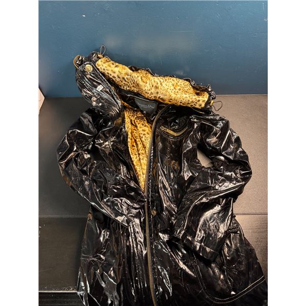 Lot of 1 Shiny Black and Leopard Christian Dior Jacket - New