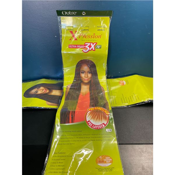 Lot of 2 Packs of X-Pression Ultra Braid 3X Pre-Stretched - 72" Braiding Hair - Brand New