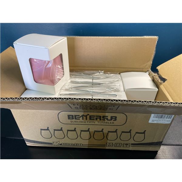 Lot of 1 Box of Sublimation Tumblers - 8PCS - 12oz - w/ Stainless Steel Straws - Brand New