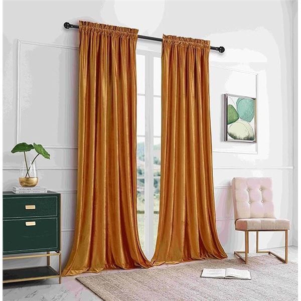 Lot of 1 Pack of Primrose Velvet Blackout Curtains - Set of 2 Panels - 84inch Length - New