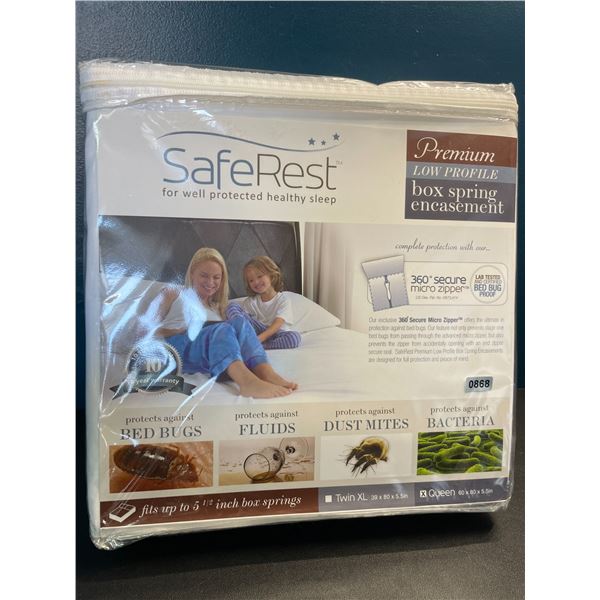 Lot of 1 Saferest Premium Low Profile Box Spring Encasement - Queen Size - Brand New