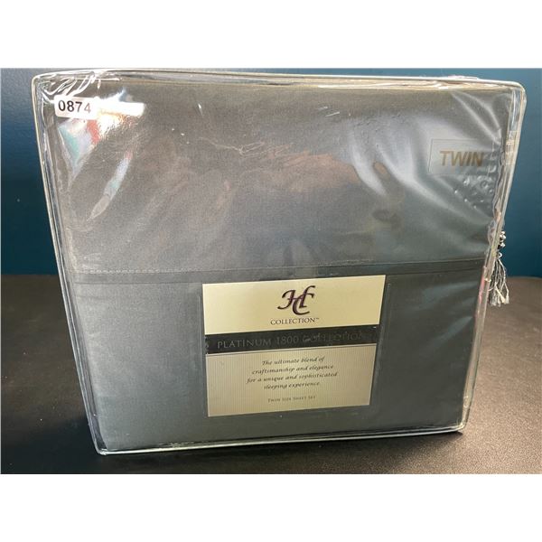 Lot of 1 HC Collection Platinum 1800 Collection Twin Bed Sheet Set - Dark Grey - Brand New