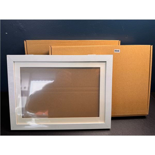 Lot of 2 White Shadow Box Style Photo Frames - New