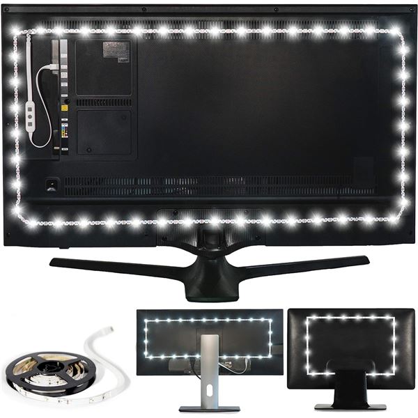 Lot of 2 Luminoodle USB LED TV Backlight Strip Kits - Pure White - 6500K - (9.8FT) - Brand New