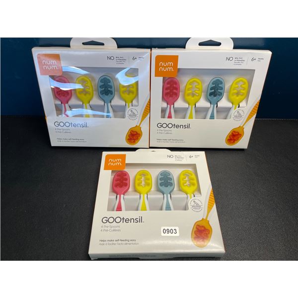 Lot of 3 Packs of NumNum GOOtensil Baby Feeding Spoons - Brand New