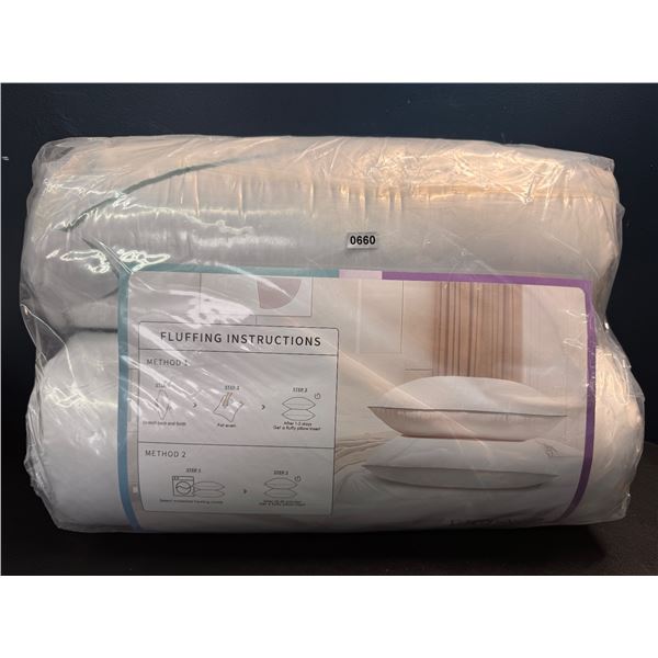 Lot of 1 Double Pack of White Queen Size Pillows - New