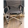 Image 2 : Lot of 1 Grey Folding Directors Camping Chair with Tray - Used