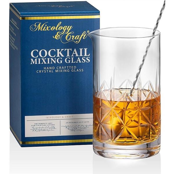 Lot of 1 Mixology & Craft - Handcrafted Crystal Cocktail Mixing Glass - 24oz - New Sealed