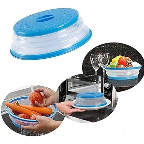 Lot of 3 Packs of Collapsible Microwave Food Covers/Strainers - 2 Each/6 Total - 10.5 inch - New