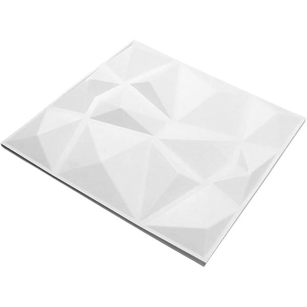Lot of 1 Box of PVC 3D Wall Panels - Large 19.7 x 19.7inch Size - White - 12 Panels Included