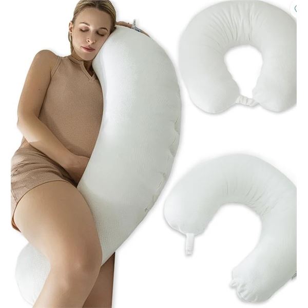 Lot of 1 Pharmedoc Crescent Pillow/Body Pillow - White - Brand New Sealed!