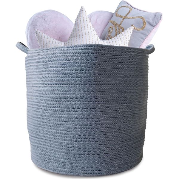 Lot of 1 Natemia Rope Storage Basket/Toy Organizer - 20 x 20 x 14 inch - Grey - Brand New!