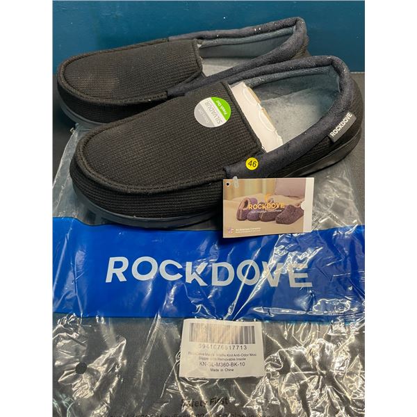 Lot of 1 Pair of Men's Rock Dove Waffle Knit Anti-Odor Moc Slipper w/ Grip Bottom - New - Size 10