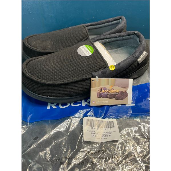 Lot of 1 Pair of Men's Rock Dove Waffle Knit Anti-Odor Moc Slipper w/ Grip Bottom - New - Size 10