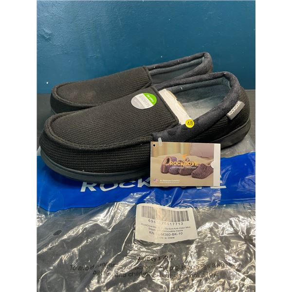 Lot of 1 Pair of Men's Rock Dove Waffle Knit Anti-Odor Moc Slipper w/ Grip Bottom - New - Size 10