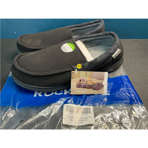 Lot of 1 Pair of Men's Rock Dove Waffle Knit Anti-Odor Moc Slipper w/ Grip Bottom - New - Size 10