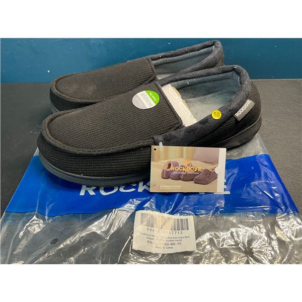 Lot of 1 Pair of Men's Rock Dove Waffle Knit Anti-Odor Moc Slipper w/ Grip Bottom - New - Size 10