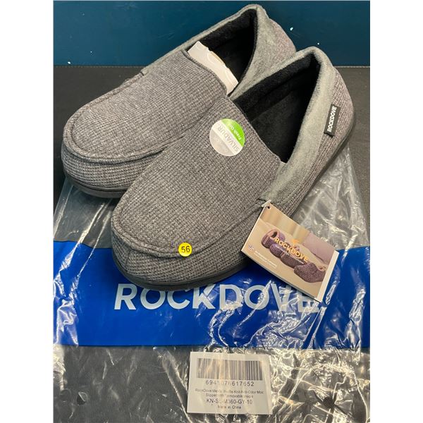 Lot of 1 Pair of Men's Rock Dove Waffle Knit Anti-Odor Moc Slipper w/ Grip Bottom - New - Size 10