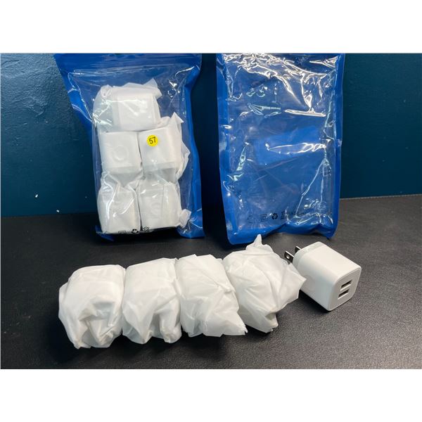 Lot of 2 Multi-Packs of Dual USB-A Wall Blocks/Charging Blocks - 5 Per Pack/10 Total - Brand New