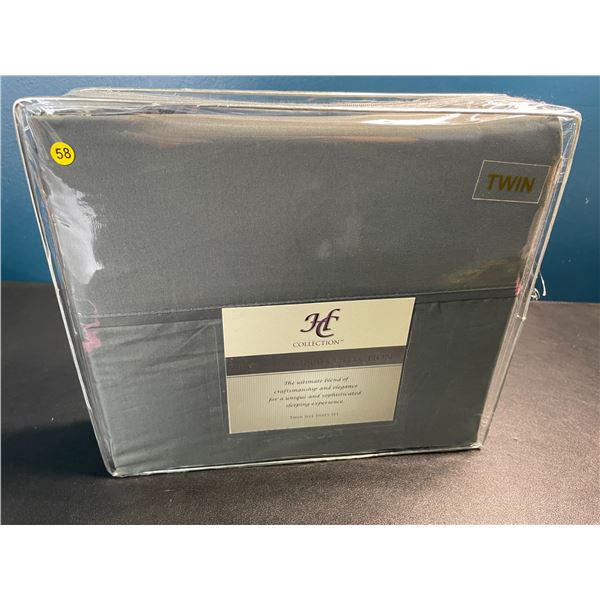 Lot of 1 HC Collection Platinum 1800 Collection Twin Bed Sheet Set - Dark Grey - Brand New