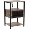 Image 1 : Lot of 1 Nightstand/Bedside Table with Charging Station (Outlet/USB Ports) - 24 x 16" - Rustic Brown