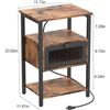 Image 2 : Lot of 1 Nightstand/Bedside Table with Charging Station (Outlet/USB Ports) - 24 x 16" - Rustic Brown