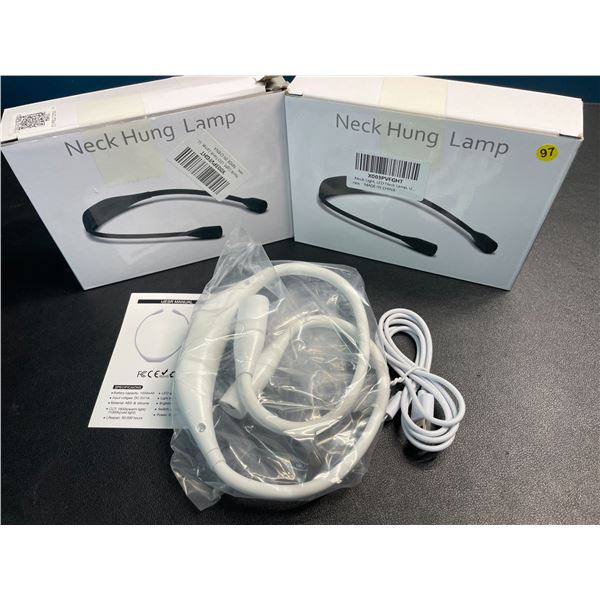 Lot of 2 LED Neck Hung Lamps/Reading Lights - Rechargeable - Brand New