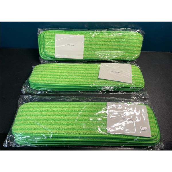 Lot of 3 Packs of Microfiber Mop Replacement Pads - Wet/Dry Velcro Attachment - 4 Each/12 Total