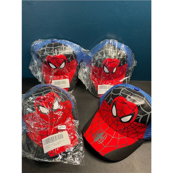 Lot of 4 Spiderman Kids/Youth Snapback Hats - New