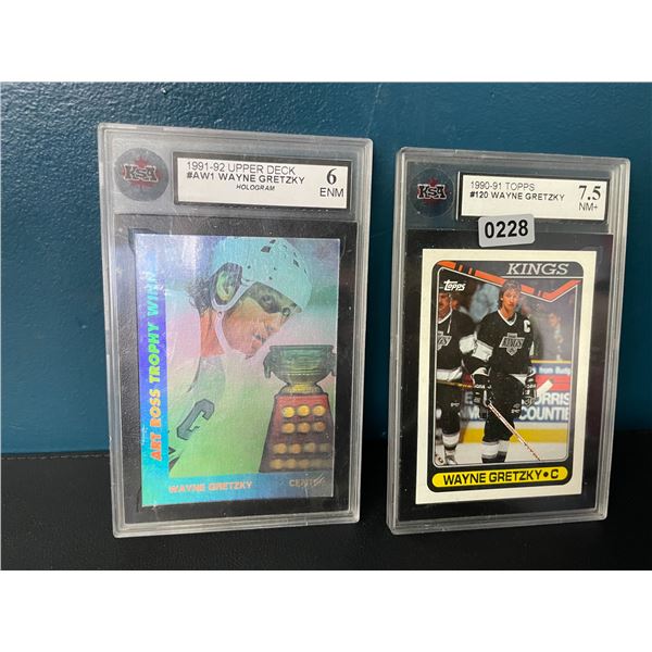 Lot of 2 Graded KSA Hockey Cards - (Wayne Gretzky Topps & Upper Deck Hologram)