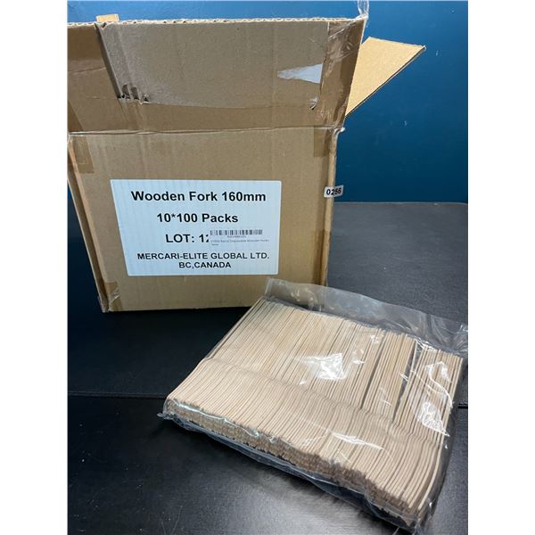 Lot of 1 Box of Wooden Forks - 1000PCS (10 x 100pc packs) - Brand New