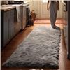 Image 1 : Lot of 1 Aucuda Fuzzy Long Runner Rug - 2FT x 8FT - Grey - Non-Slip - New Sealed