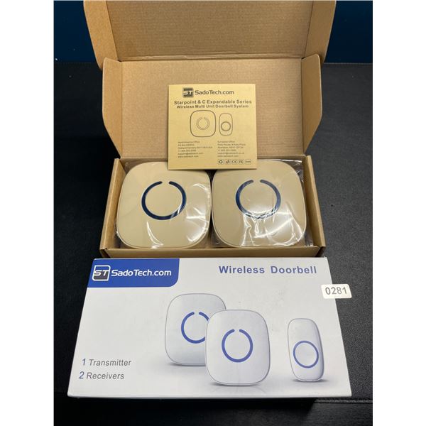 Lot of 1 SadoTech Wireless Multi-Unit Doorbell System - 2 Receivers & 1 Transmitter - Brand New