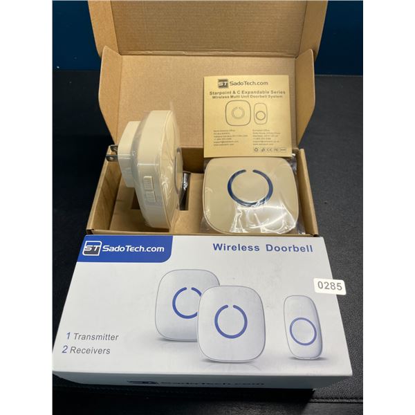 Lot of 1 SadoTech Wireless Multi-Unit Doorbell System - 2 Receivers & 1 Transmitter - Brand New