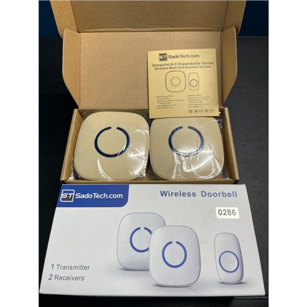 Lot of 1 SadoTech Wireless Multi-Unit Doorbell System - 2 Receivers & 1 Transmitter - Brand New