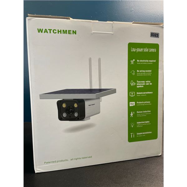 Lot of 1 Watchmen Low Power Outdoor Solar Powered Smart Security Camera - BRAND NEW!