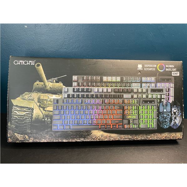 Lot of 1 Gaming Keyboard, Mouse, and Mousepad Set - White - Brand New