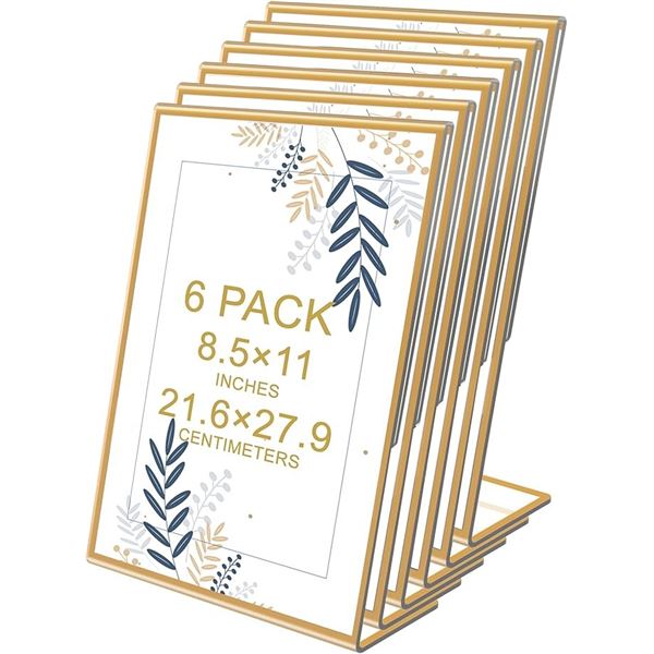 Lot of 1 Box of Danoni Acrylic Sign Holders - Gold - 11 x 8.5" - 6 Pack - Brand New