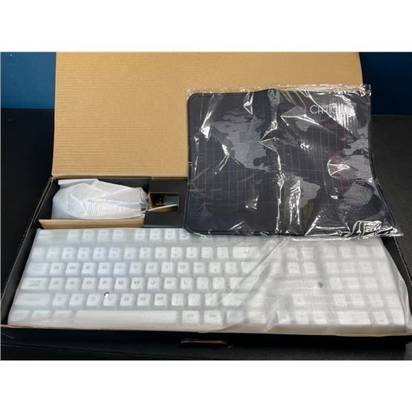 Lot of 1 Gaming Keyboard, Mouse, and Mousepad Set - White - Brand New