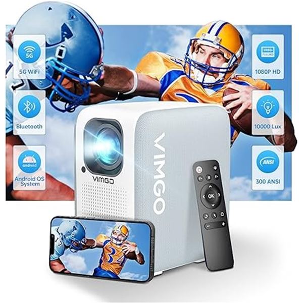 Lot of 1 Vimgo P10 Smart Mini Projector - 40/120" Display 4K Support WiFi - Brand New!