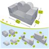 Image 5 : Dreamania 6PC Kids Couch/Toddler Modular Play Couch - Grey - Large 40 in x 22 in Size - NEW