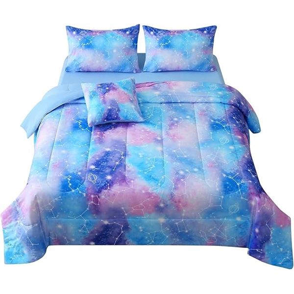 Lot of 1 Full Size Galaxy-Gradient Design Bed Comforter Set for Girls - Open Box