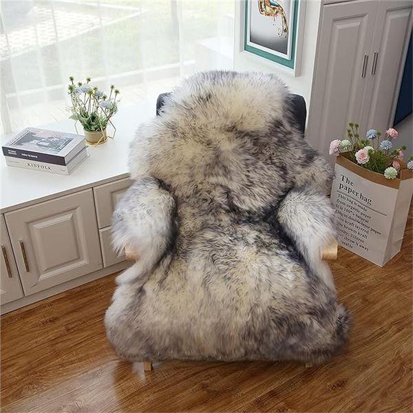 Lot of 1 WL+ALLEN Large Sheepskin Fur Chair Seat Cover/Rug - 2.5 x 3.6 FT Size - Brand New!