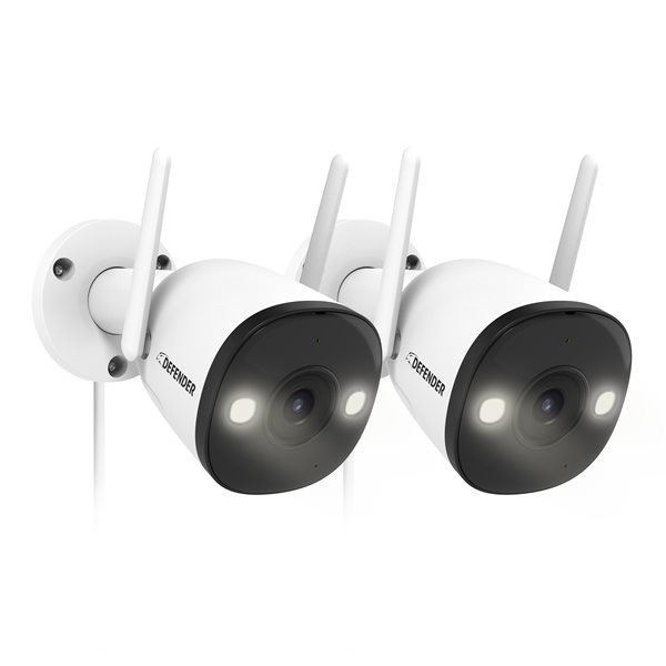 Lot of 1 Defender Guard Pro 2-Pack WiFi Outdoor Security Cameras with SD Cards - NEW SEALED!