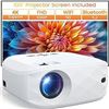 Image 1 : Lot of 1 Happrun Portable LED Projector w/ Wifi & Bluetooth & Simple 100" Proector Screen - New