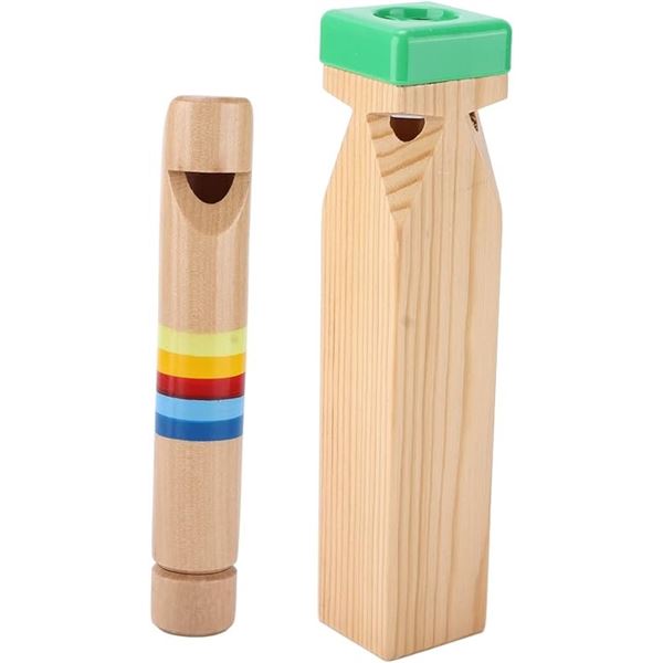 Lot of 2 Packs of Train Whistles/Beech Wooden Slide Whistles - 2pcs Each - Brand New!