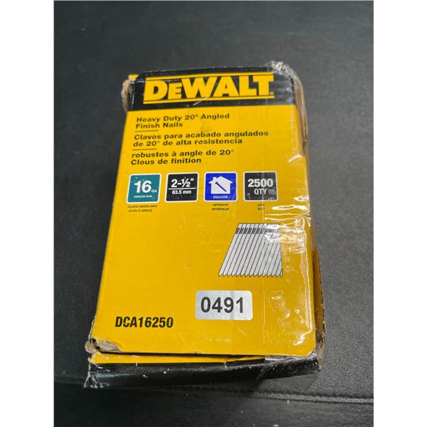 Lot of 1 Box of Dewalt Heavy Duty 20-Degree Angled Finishing Nails - 2500 Qty in Box - New
