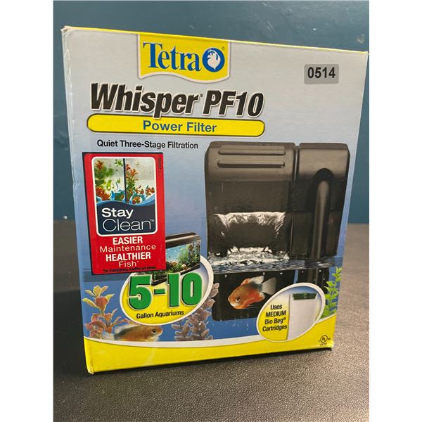Lot of 1 Tetra Whisper PF10 Power Filter for 5-10 Gallon Aquariums/Fish Tanks - Brand New