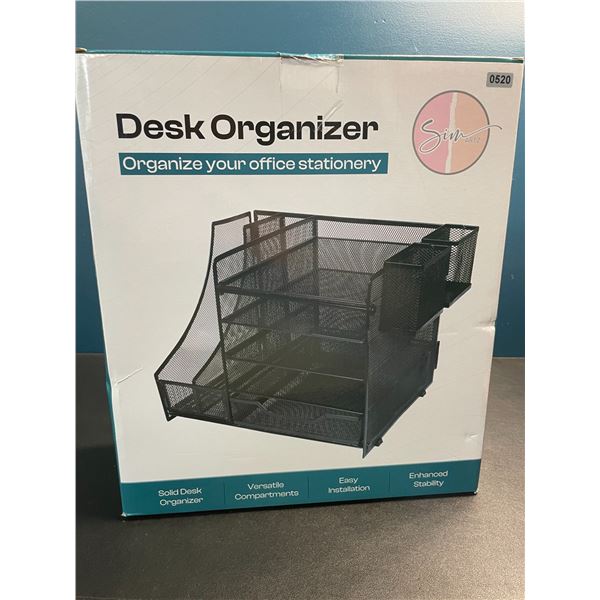 Lot of 1 Large 5-Tier Desk Organizer/Document Tray w/ Drawer, Pencil Cups, File Holders - New
